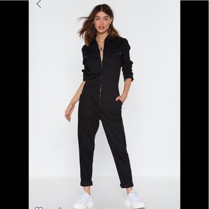 Black Denim Jumpsuit - Nasty Gal